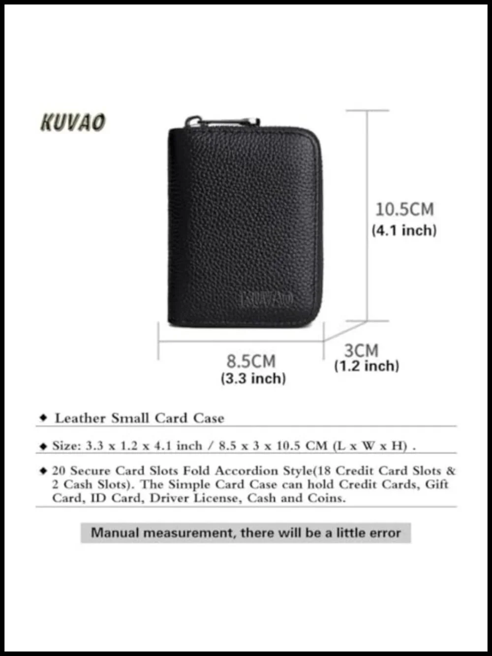 RFID Blocking Faux Leather Credit Card Holder Zipper Wallet 20 Card Slots